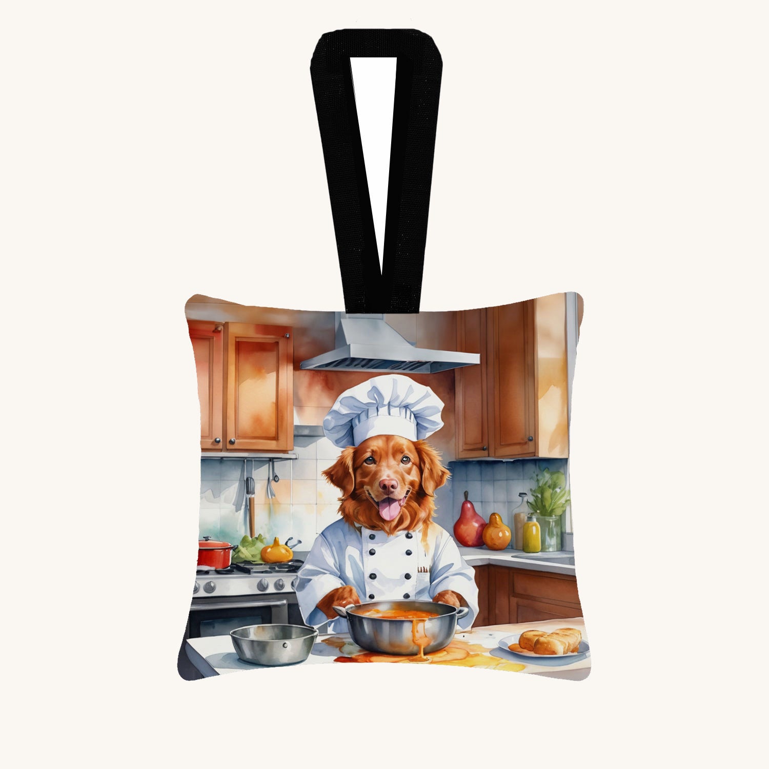 Hand-illustrated Nova Scotia Duck Tolling Retriever Chef Hanging Fabric Ornament