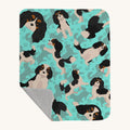 Hand-illustrated Tricolor Cavalier Spaniel Quilted Throw Blanket