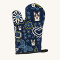 Hand-illustrated Tricolor Corgi Blue Flowers Oven Mitt