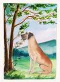Hand-illustrated Under the Tree Great Dane Christmas House Flag