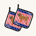 Hand-illustrated USA Patriotic Pug Pot Holders Pair