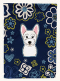 Hand-illustrated Westie Blue Flowers Garden Flag