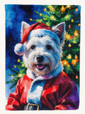 Hand-illustrated Westie Christmas House Flag