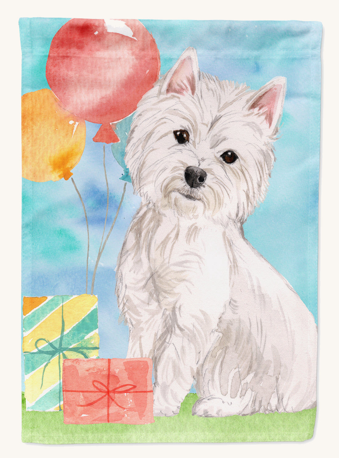 Hand-illustrated Westie Happy Birthday Garden Flag