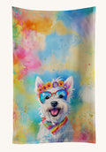Hand-illustrated Westie Hippie Dawg Kitchen Towel