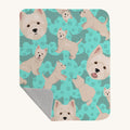 Hand-illustrated Westie Quilted Throw Blanket