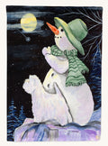 Hand-illustrated Westie Snowman Garden Flag