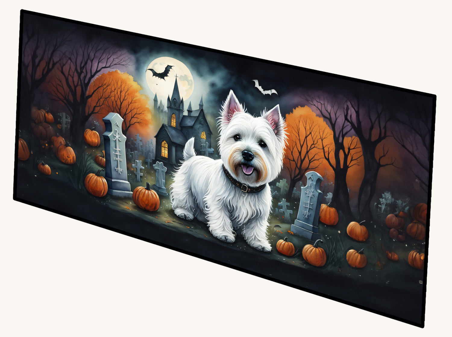 Hand-illustrated Westie Spooky Halloween Runner Mat