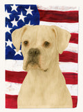 Hand-illustrated White Boxer American Flag House Flag