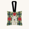 Hand-illustrated White German Shepherd Christmas Poinsettias Ornament