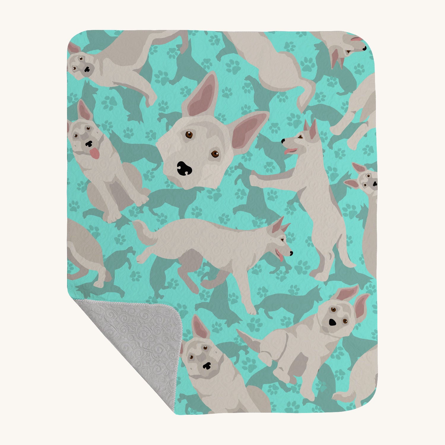 Hand-illustrated White German Shepherd Quilted Throw Blanket