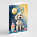 Hand-illustrated White Poodle Happy Birthday Greeting Cards