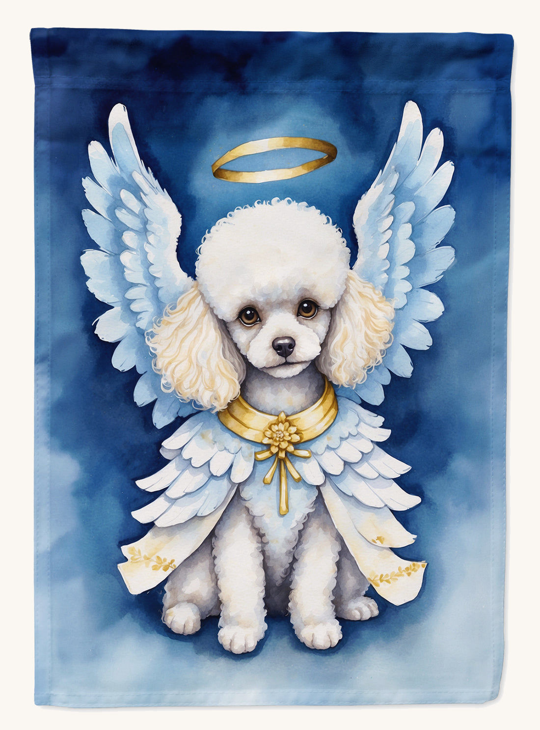 Hand-illustrated White Poodle My Angel House Flag