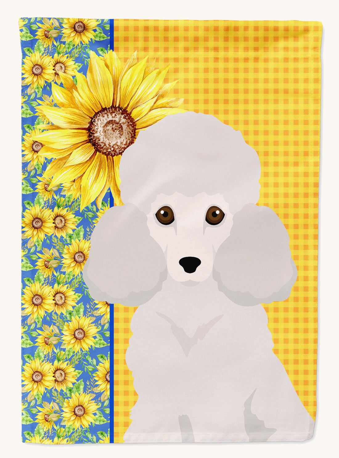 Hand-illustrated White Poodle Summer Sunflowers Garden Flag