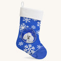 Hand-illustrated White Poodle Winter Snowflakes Christmas Stocking
