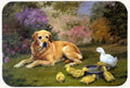 Hand-illustrated Yellow Labrador and Chicks Glass Cutting Board