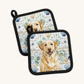 Hand-illustrated Yellow Labrador Coastal Sea Glass Pot Holders