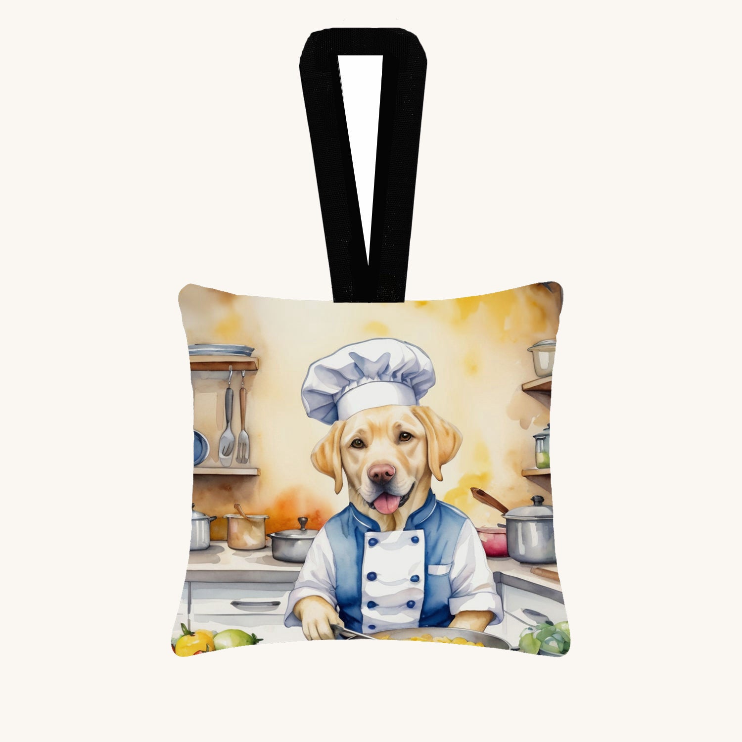 Hand-illustrated Yellow Labrador The Chef Fabric Ornament