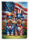 Hand-illustrated Yorkie All American Garden Flag