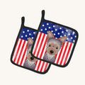 Hand-illustrated Yorkie American Flag Pot Holders