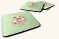 Hand-illustrated Yorkie Green Flowers Coaster Set