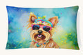 Hand-illustrated Yorkie Hippie Dawg Throw Pillow