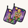 Hand-illustrated Yorkie King Of Mardi Gras Pot Holders