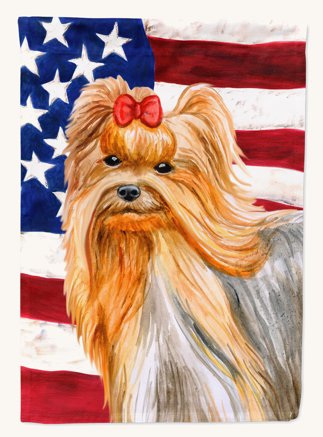 Hand-illustrated Yorkie Patriotic Garden Flag