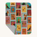Hand-illustrated Yorkie Pattern Quilted Throw Blanket