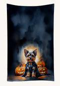 Hand-illustrated Yorkie Puppy Halloween Kitchen Towel