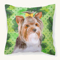 Hand-illustrated Yorkie St Patrick's Throw Pillow