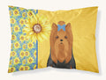 Hand-illustrated Yorkie Summer Sunflowers Pillowcase