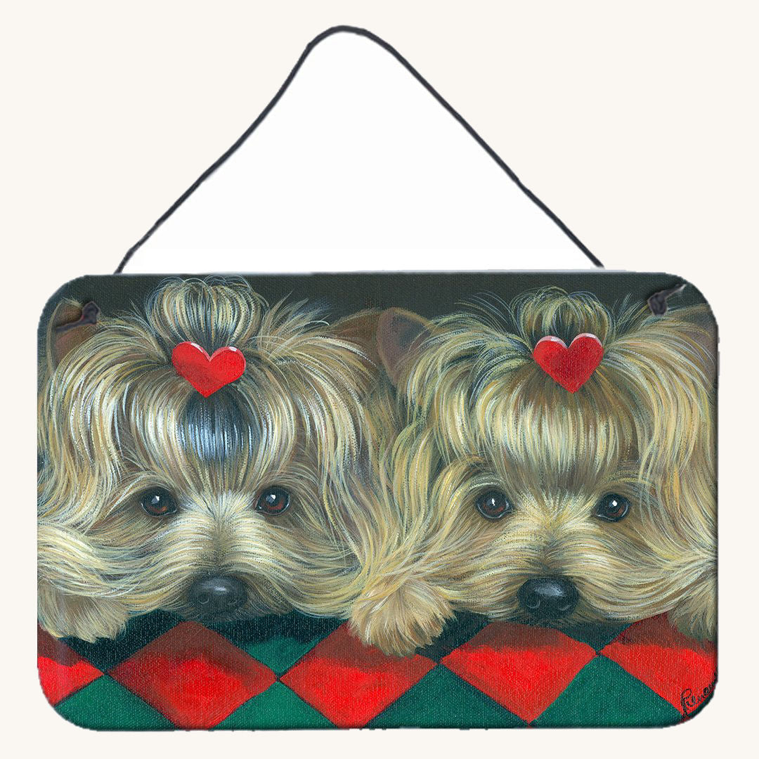 Hand-illustrated Yorkie Two Hearts Metal Sign