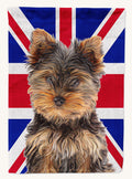 Hand-illustrated Yorkie Union Jack House Flag