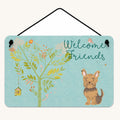 Hand-illustrated Yorkie Welcome Friends Metal Sign